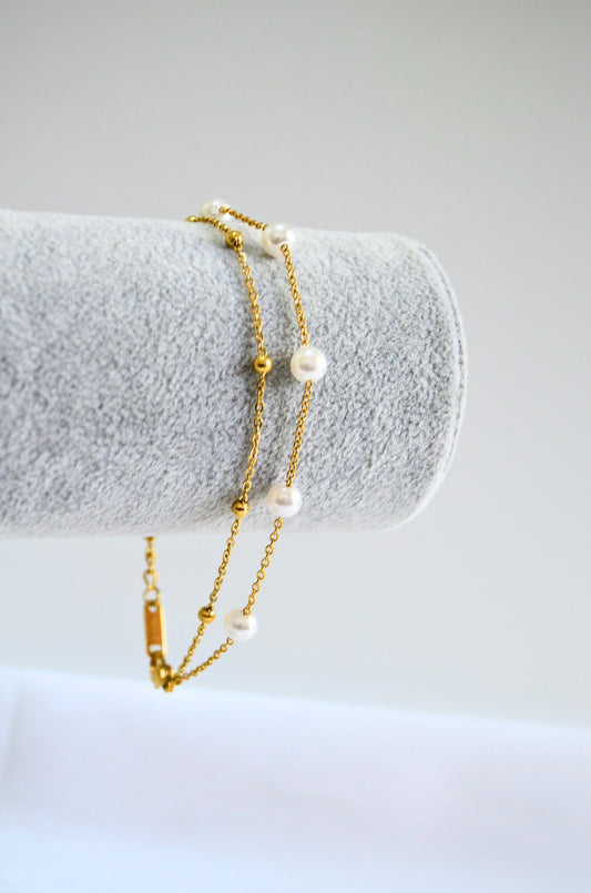 Mystic Pearl Layered Chain Bracelet