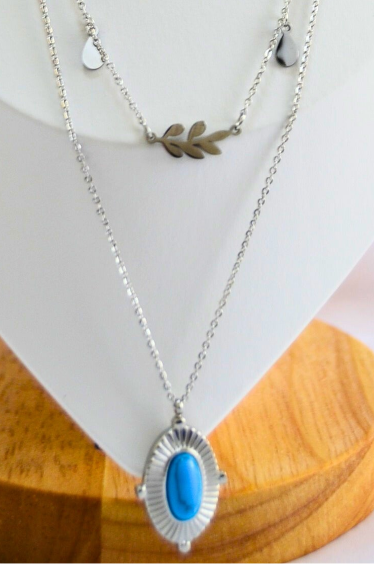 Eclipse Layered Necklace with Turquoise Pendant