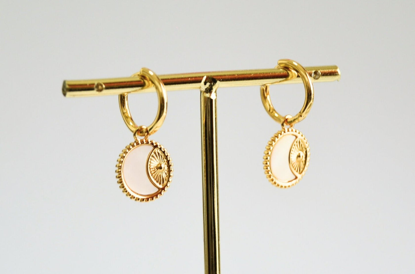 Starlight Gold Shell Coin Drop Earrings