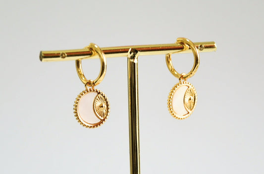 Starlight Gold Shell Coin Drop Earrings