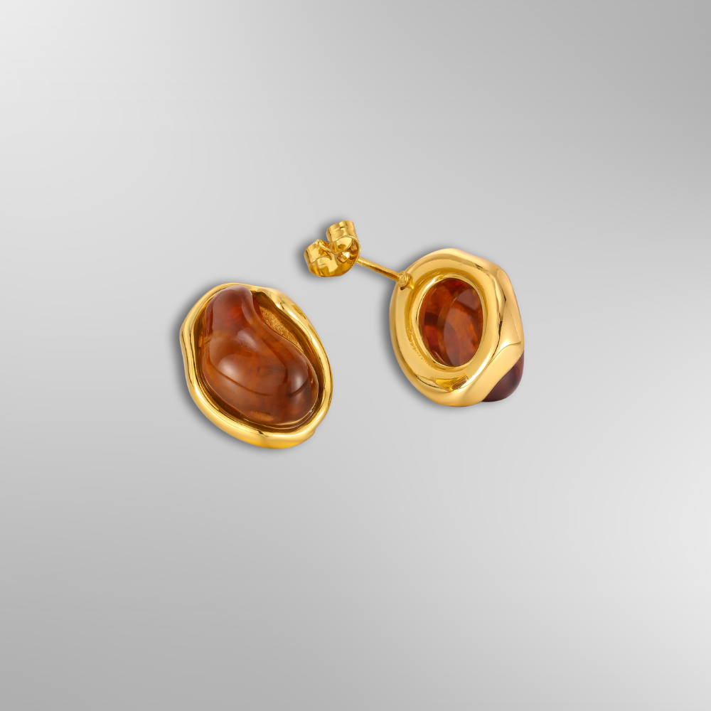 Brown Resin Stud Earrings