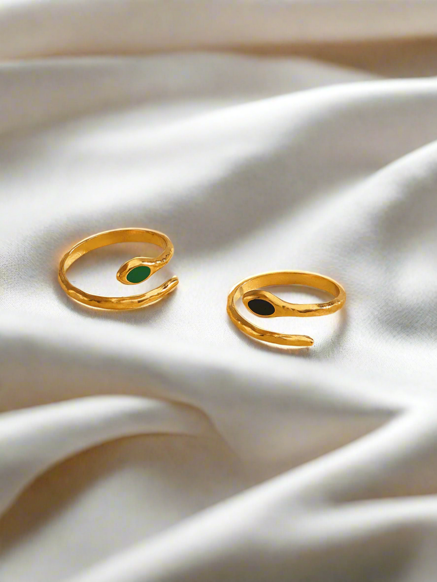snake ring,  gold adjustable ring